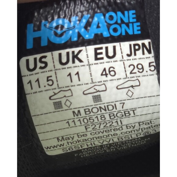 HOKA ONE ONE BONDI 7 MEN\'S RUNNING SHOES BLUE GRAPHITE BUTTERFLY US 11.5